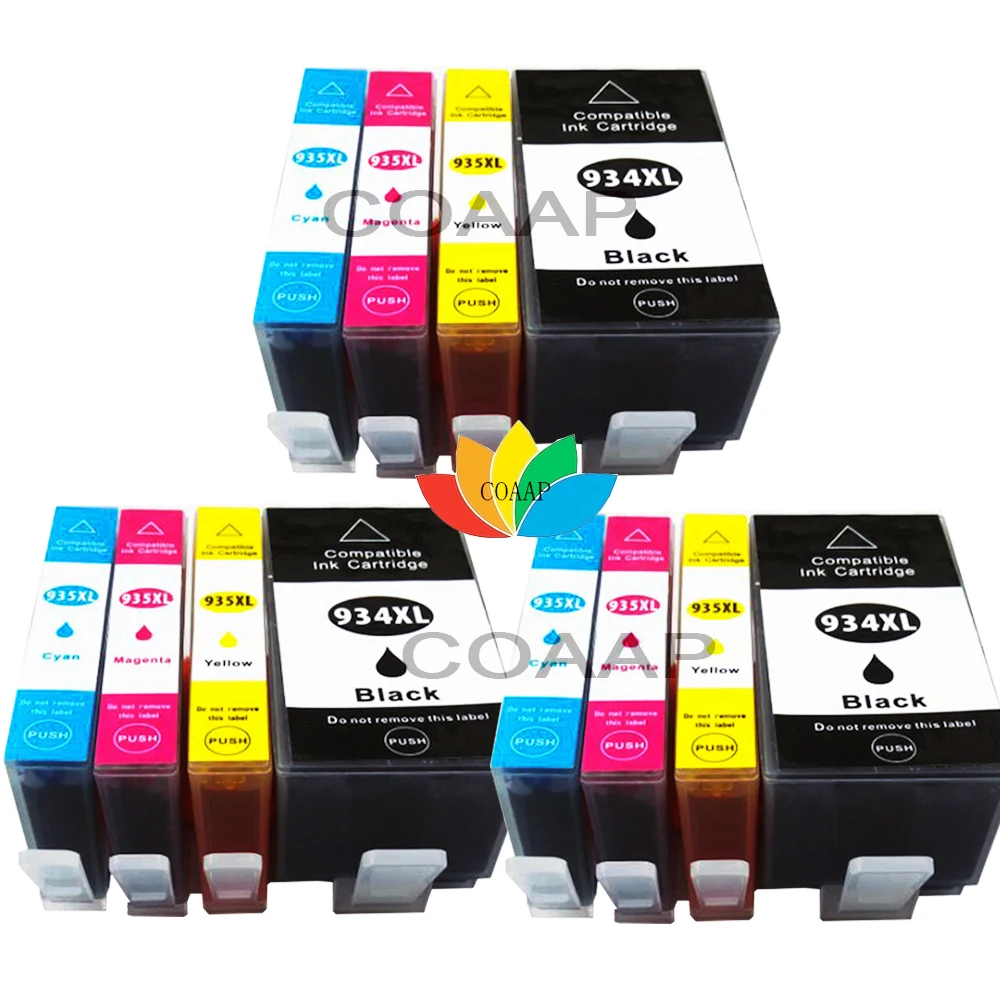 

12 Compatible 934 935 ink cartridges for HP 934XL 935XL OfficeJet Pro 6230 6800 6830 new chip