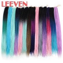 Leeven 24 дюймовый ящик оплетки косы с крючком выдвижения волос эффектом деграде(переход от темного к синтетические косички, волосы, розовый, синий, 24 шт./Упаковка накладные волосы на крючке