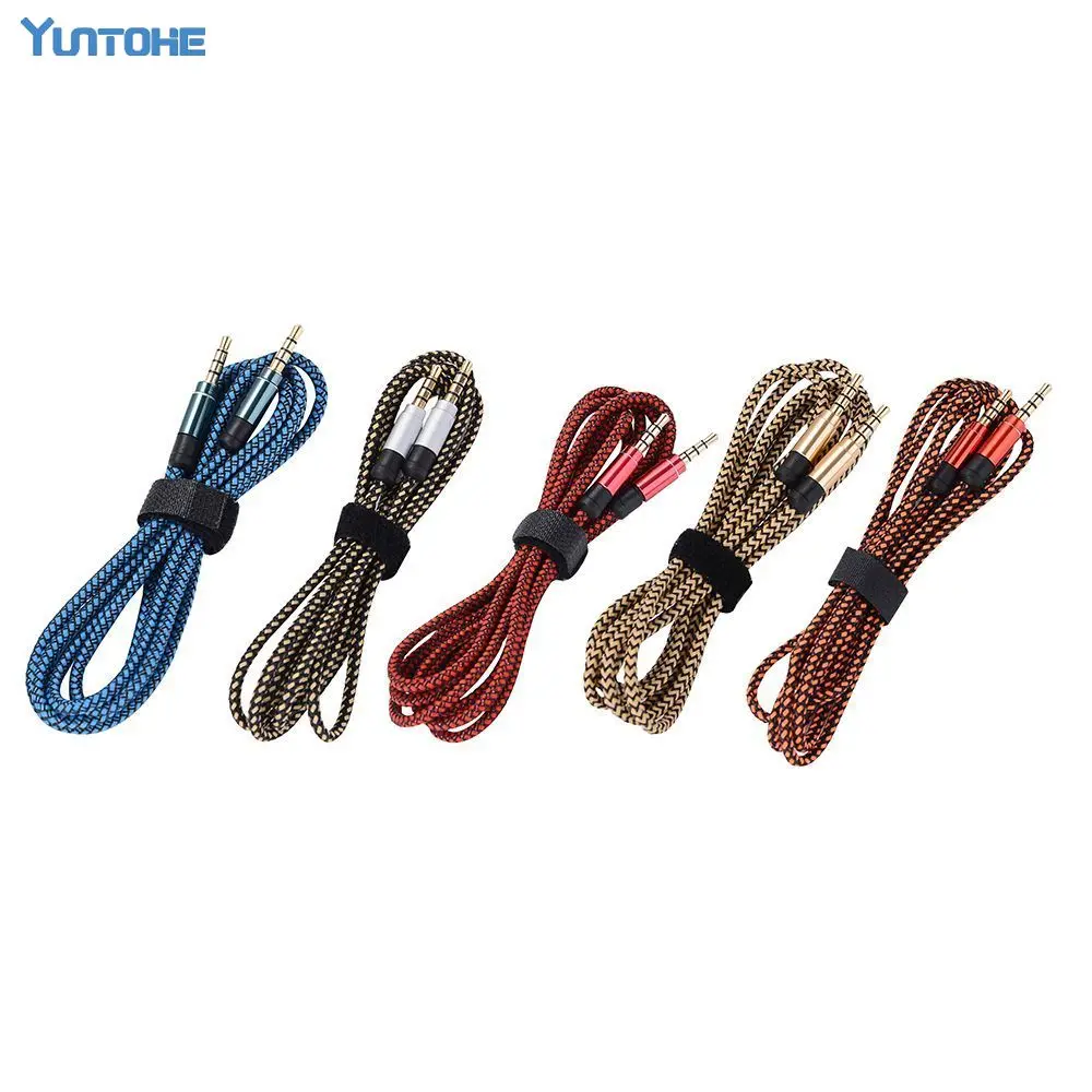 

1.5m 3m Braided Fabric 3.5mm Male To Male M/M Stereo Audio AUX Auxiliary Cable for PC IPod MP3 CAR for Samsung for IPhone 100pcs