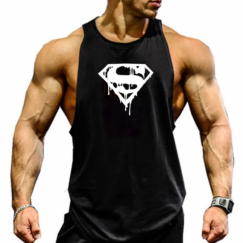 

New Arrivals Bodybuilding stringer tanktop Superman Gym sleeveless shirt men Fitness Singlet sportswear workout Running Vest
