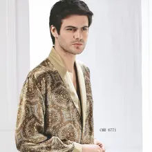 Мужская шелковая одежда для сна чистый шелковый халат качественный принт классический утолщенный халат ночная рубашка с длинными рукавами L/XL/XXL