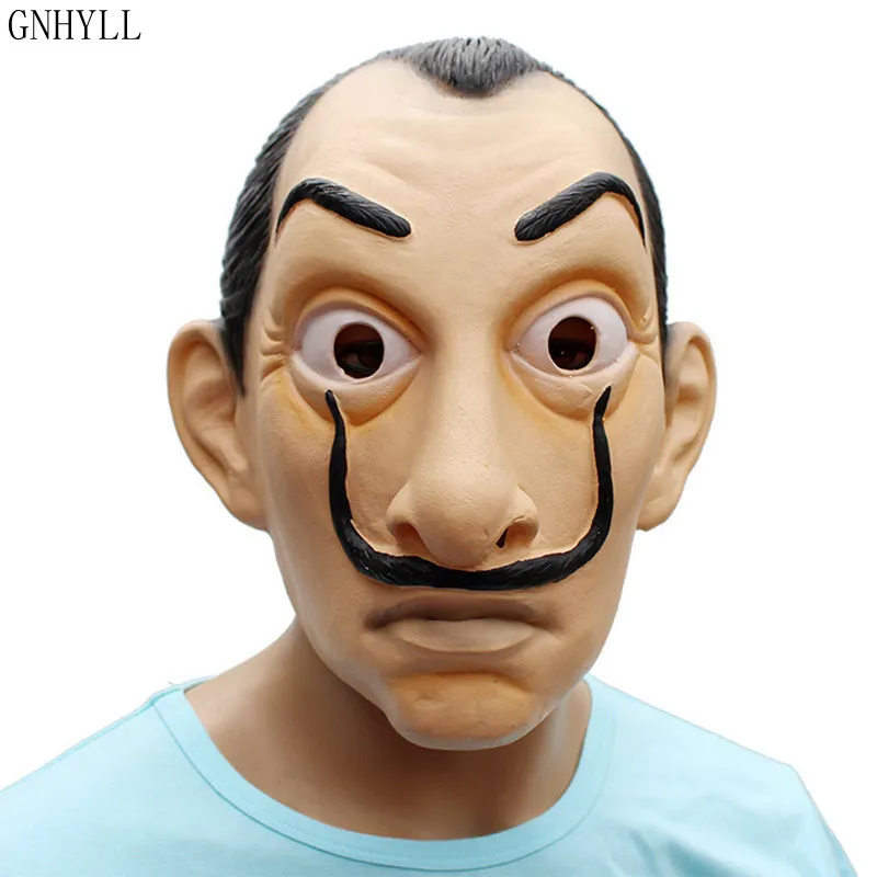 

GNHYLL La Casa De Papel Face Masks Salvador Dali Full Head Latex Cosplay Mask Halloween Adult Party Masks Props