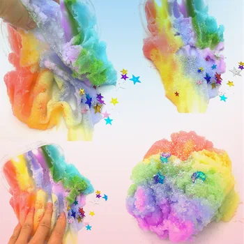

Snow Like Mud Interesting DIY Slime Decompression Toys for Children Rainbow Colorful Slime Anti-stress Toy Kids Gift