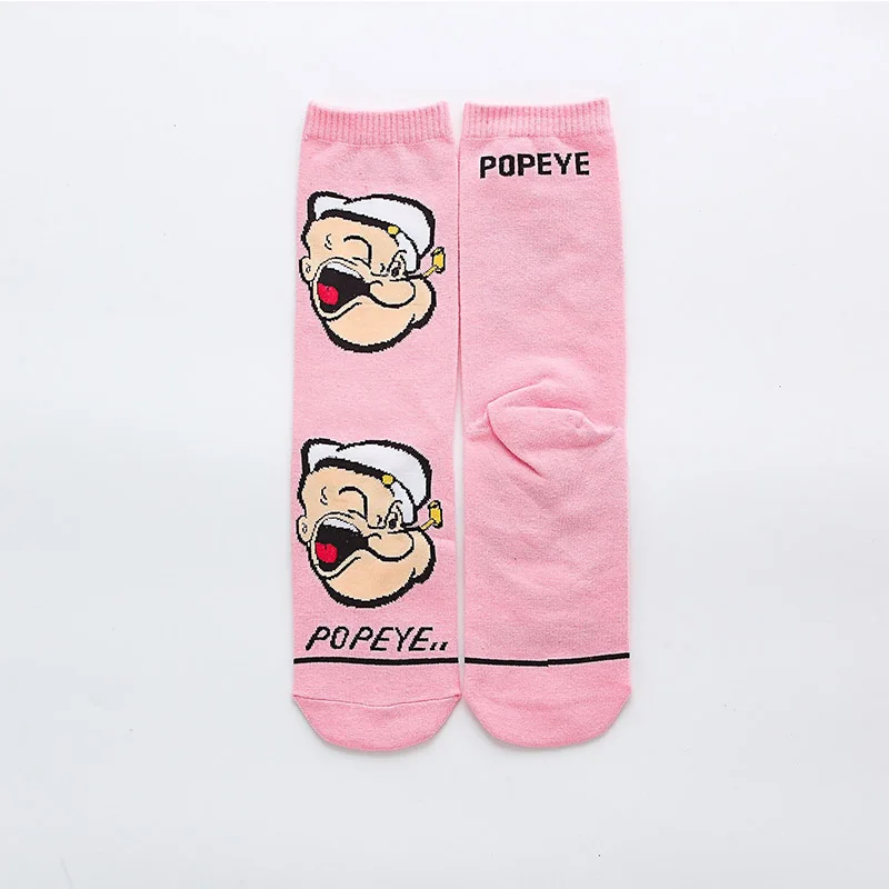 Fashion Cartoon Character Cute Short Socks Women Harajuku Cute Spinach Popeye Pattern Ankle Socks Hipster Skate Ankle Funny Sock - Цвет: 3