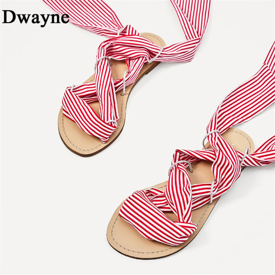 

Dwayne padded flat sandals bow tie with Roman style bandage women's DIY flat shoes