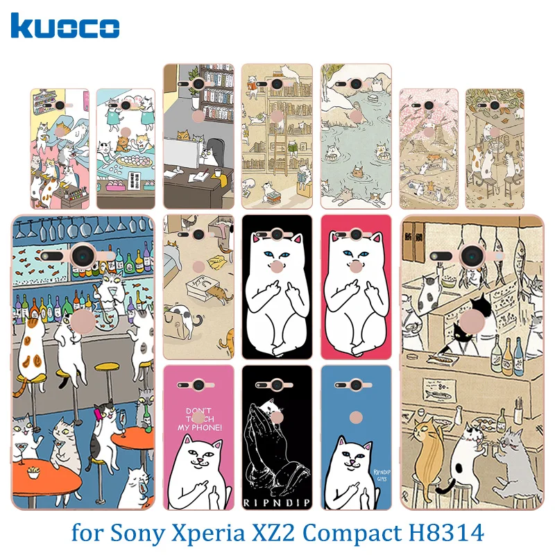 

Soft TPU for Sony Xperia XZ2 Compact H8314 H8324 Cats Family Pattern 5" Phone Cases Silicone Clear TPU Cover for XZ2 Compact