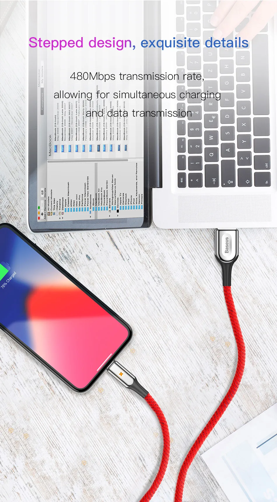 Usb-кабель Baseus 2.4A Lighting для iPhone XR X 7 8, кабель для быстрой зарядки X Lighting для iPad iPhone 6 6 Plus, usb-кабель, шнур для зарядки