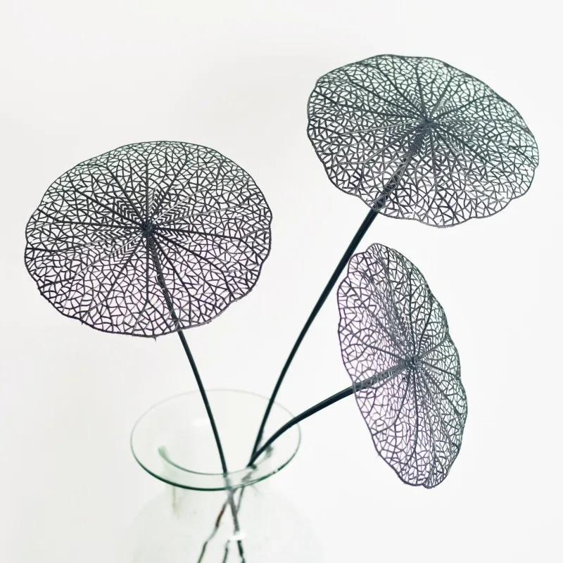 Искусственный пластиковый лист лотоса, полый лист лотоса, искусственный цветок, ваза для гостиной, свадебные настольные аксессуары, искусственный цветок