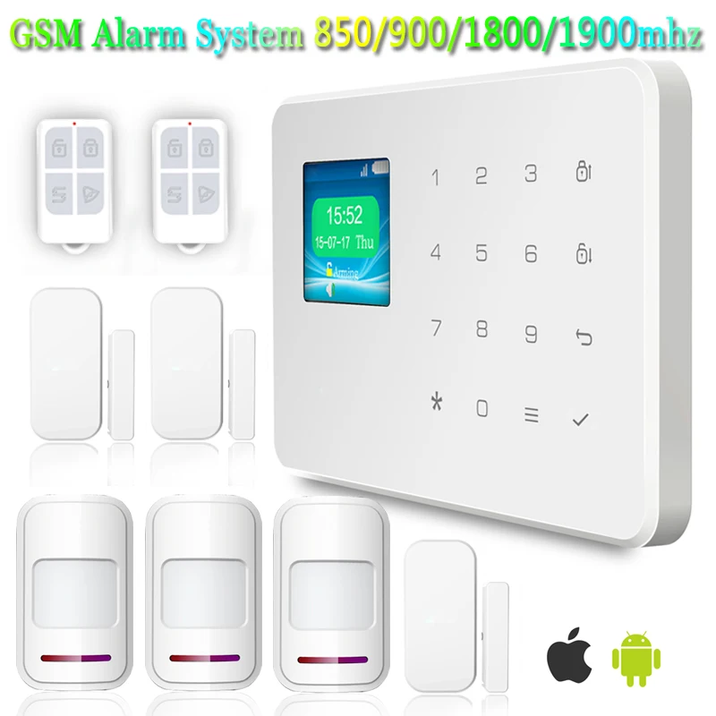 

G18 Wireless Door Sensor Infrared Detector 433mhz Home Burglar Security GSM Voice Alarm System TFT Display Touch Keypad Alarm