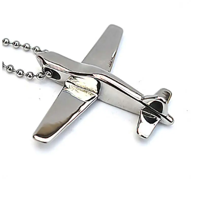 Plane Pendant Necklace Tape Men Simple Necklace Stainless Steel Chain
