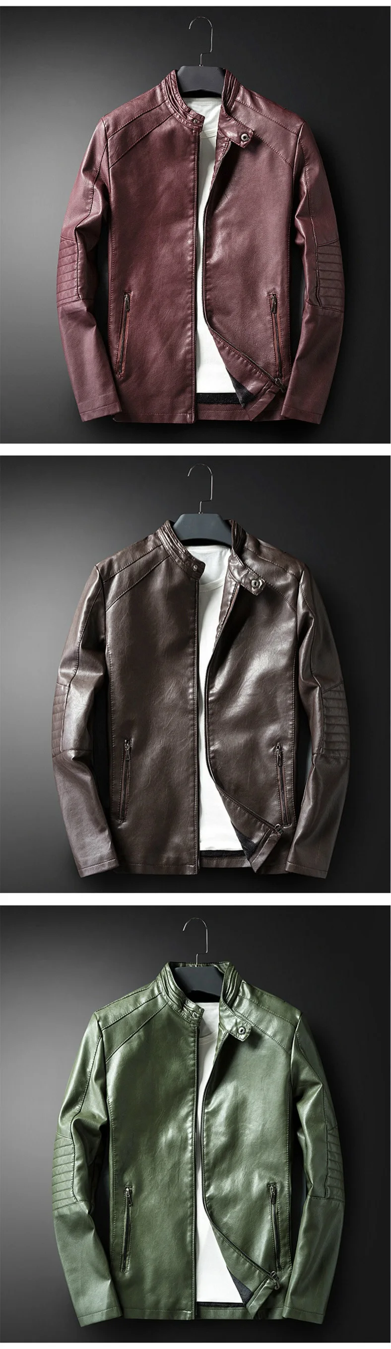 Новое поступление осень-зима Для мужчин красивый кожаная куртка Модные мотоботы в стиле панк Кожаные куртки простой Для мужчин s