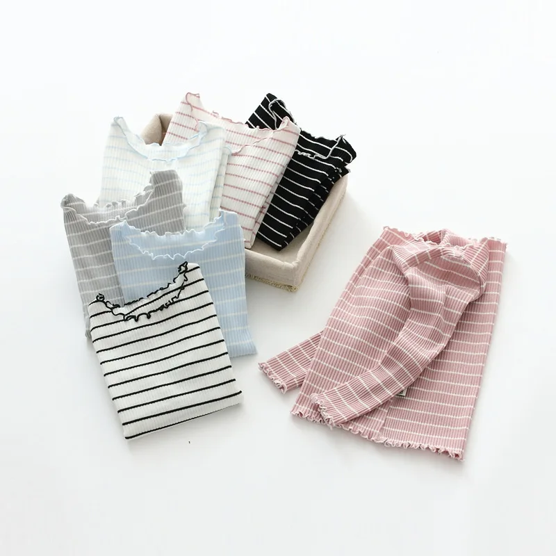 

Spring&Autumn Children's Clothing Girls Cotton Blouse Bottoming Shirt Kids Long Sleeve Striped Shirt Age 2 3 4 5 6 7 8 Yrs