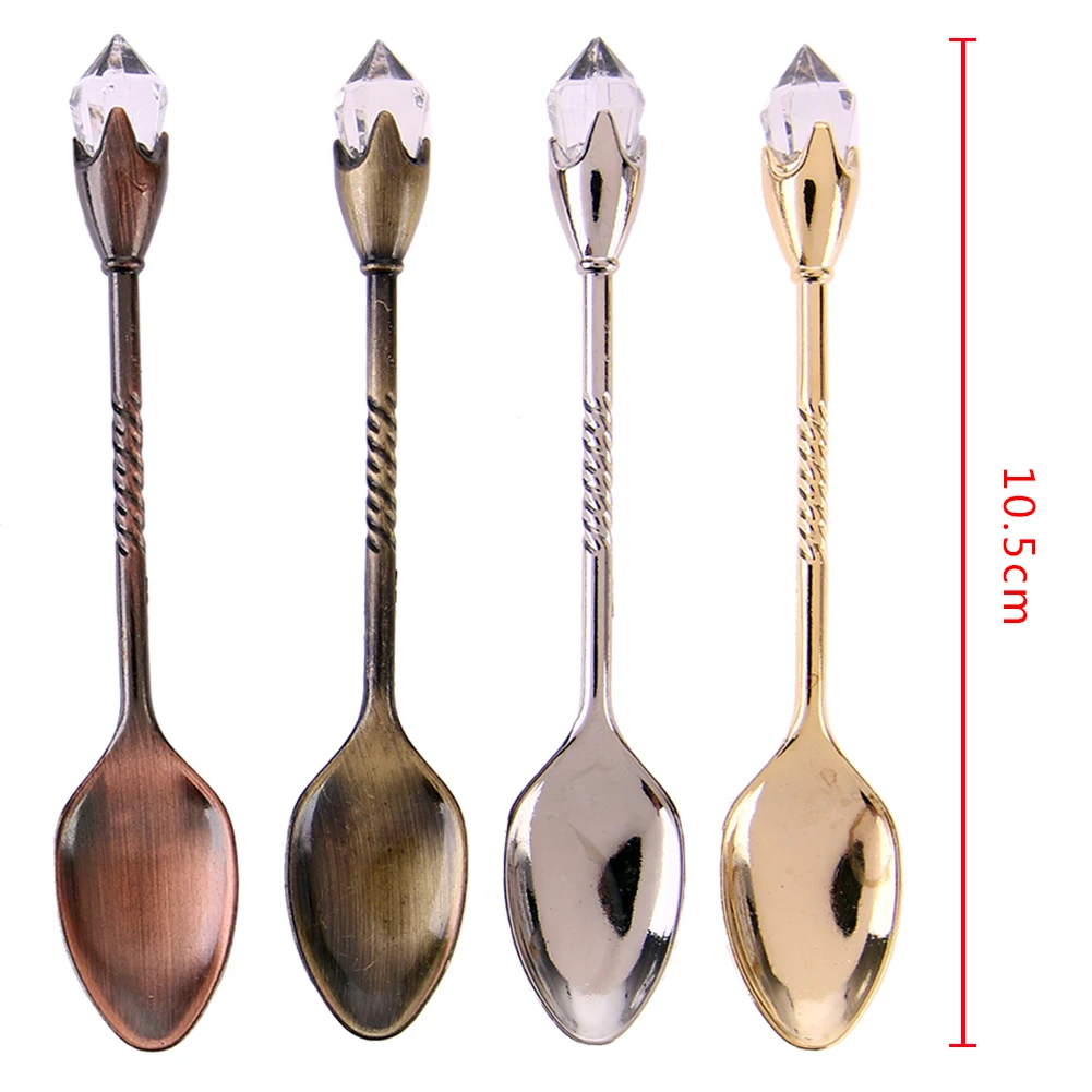 

4 Pcs Stainless Steel Retro Coffee Spoon fork Dinnerware set Sugar spoon Tea Spoons Dessert Flatware Spoon Kitchen Tableware