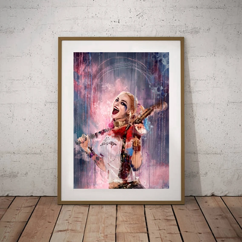 

Super Villain Hero Canvas Poster Art Poster , American Comic Harley Quinn Wall Pictures Art Prints Home Decor