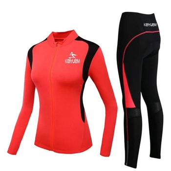 

Brand Women 2017 Breathable High Quality Pro Fabric Thin Cycling Jersey Wear Long Set Bike Clothing Pants 100% Polyest H214