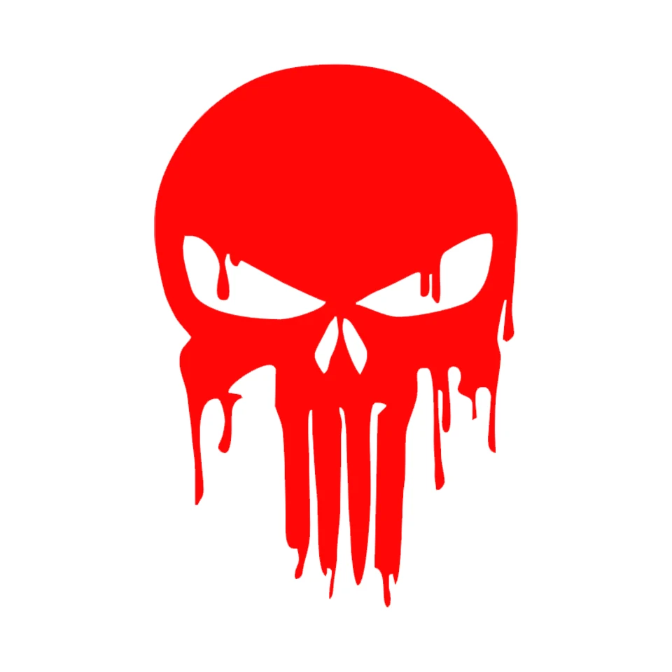 15.210.1CM Dripping Melting Bloody Punisher Skull Vinyl Car Stickers Decal Motorcycle Decorative Accessories BlackSilverLaser (1)