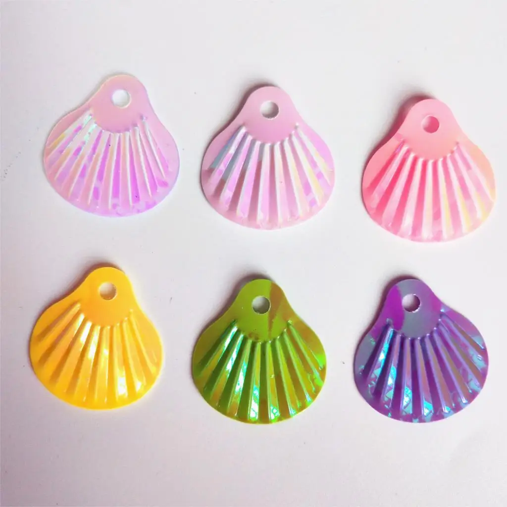 

50g 24mm Big Shell Loose PVC Sequins for Crafts Sewing DIY Clothing Earring Accessories AB Colors Confetti With 1 Hole Spangles