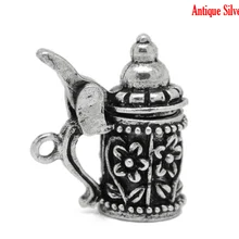 Doreen Box прекрасный 10 шт Серебристый цветок под старину узор немецкий пиво Stein Шарм Подвески 19 мм x 18 мм(B19703