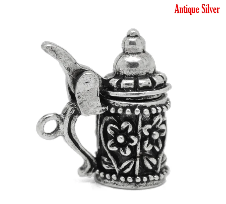 

Doreen Box Lovely 10PCs Antique Silver Flower Pattern German Beer Stein Charm Pendants 19mm x 18mm (B19703)