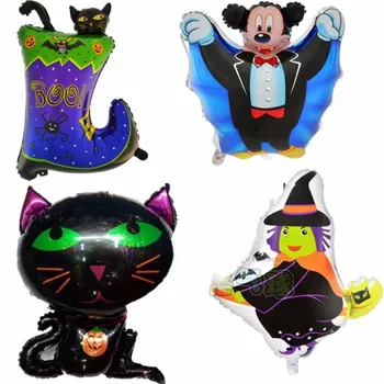 

50pcs/lot Halloween balloon Boots&Witch&Cat&Mickey Foil Balloons halloween party theme decor air globos baby halloween gift toys