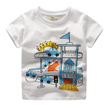 

2019 New Brand Summer 2-7 years baby Kids boys Parking King toys flag world cartoon O-neck Quality Cotton t-shirts Tops shirt