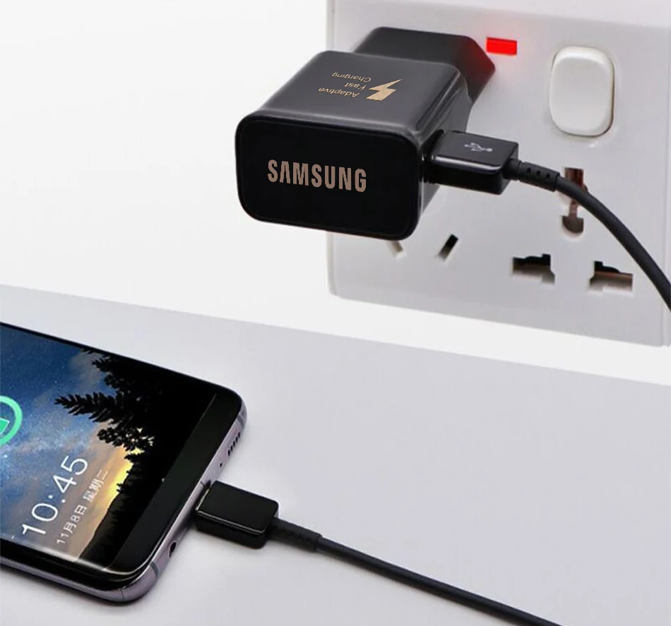 Samsung S8 S9 Plus быстрое зарядное устройство для samsung Galaxy S 9 8 note 8 Адаптивная отправка 1,2 M type C кабель 9V1. 67A& 5V2A