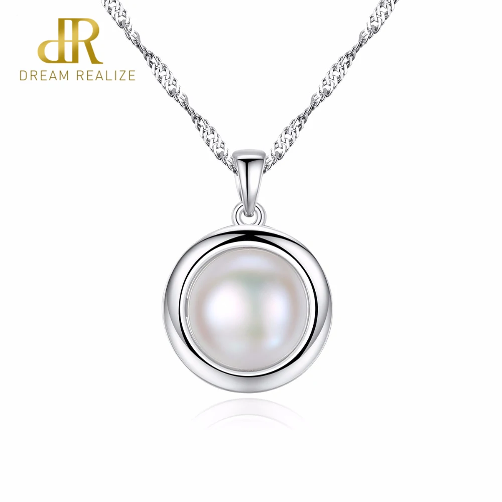 

DR Elegant 925 Sterling Silver Fashion Jewelry White Natural Pearl Round Necklace Lindo Style for Women Party Wedding Jewelry