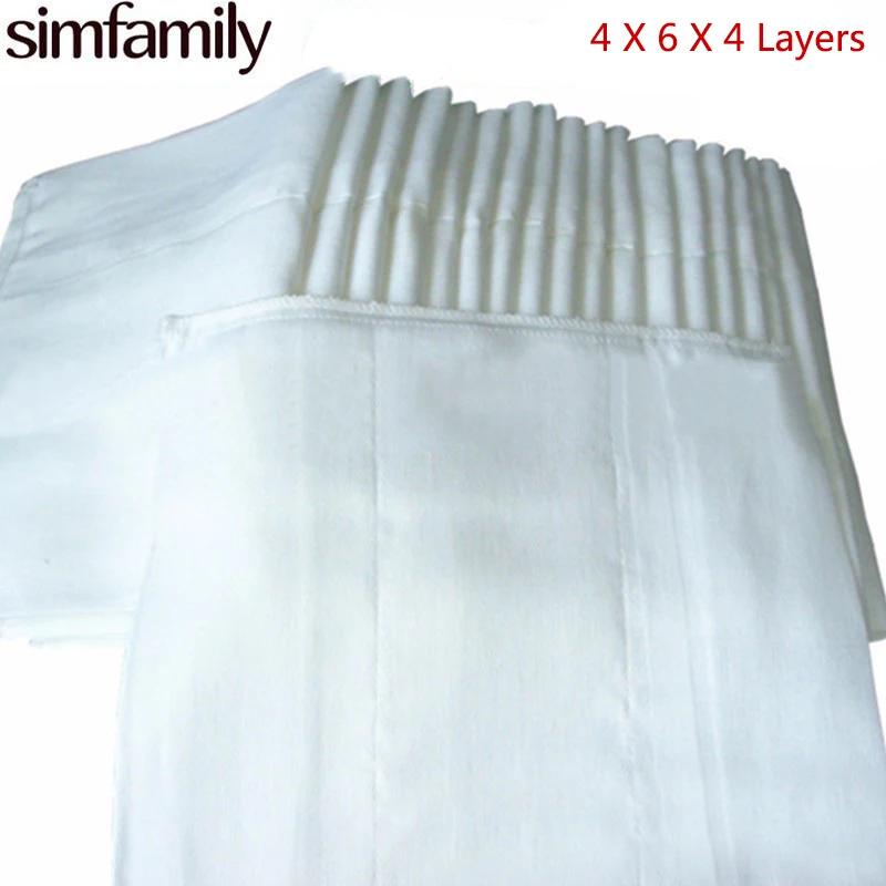 

[Eva Simple Life] Reusable 4X6X4 layer Cotton Gauze Prefold Cloth Diaper Super Absorbent,31*43CM Wholesale Selling