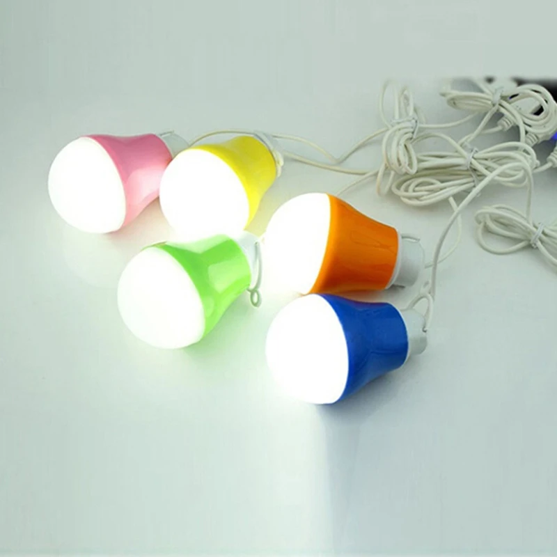 PVC 5V 5W USB Colorful Bulb Light Portable Lamp USB LED Light For Hiking Camping Tent Travel Work With Power Bank Notebook