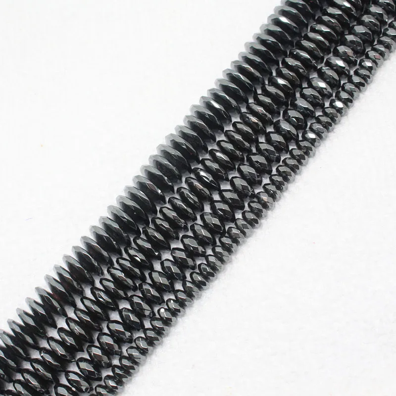 Mini. Ordine È $7! 3X4-12Mm Sfaccettato Naturale Ematite Nera Ironstone Disco Abaco Piattino Spacer Beads 15"