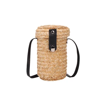 

New Straw Mini Bucket Bag Seaside Vacation Beach Women Crossbody Bags Small Fresh Girl Vintage Woven Shoulder Bag