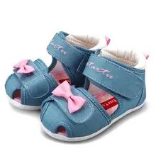 Crtartu/Летний стиль; 1 пара; светло-голубые парусиновые пасты с мультяшным бантом; Детские ступни; детская обувь