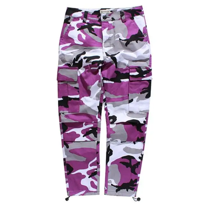 Модные мужские штаны, камуфляжный комбинезон в стиле хип-хоп, мужские повседневные брюки-карго, камуфляжные комбинезоны для мальчиков, Мужская нижняя часть спортивного костюма, большие размеры XL - Цвет: Фиолетовый