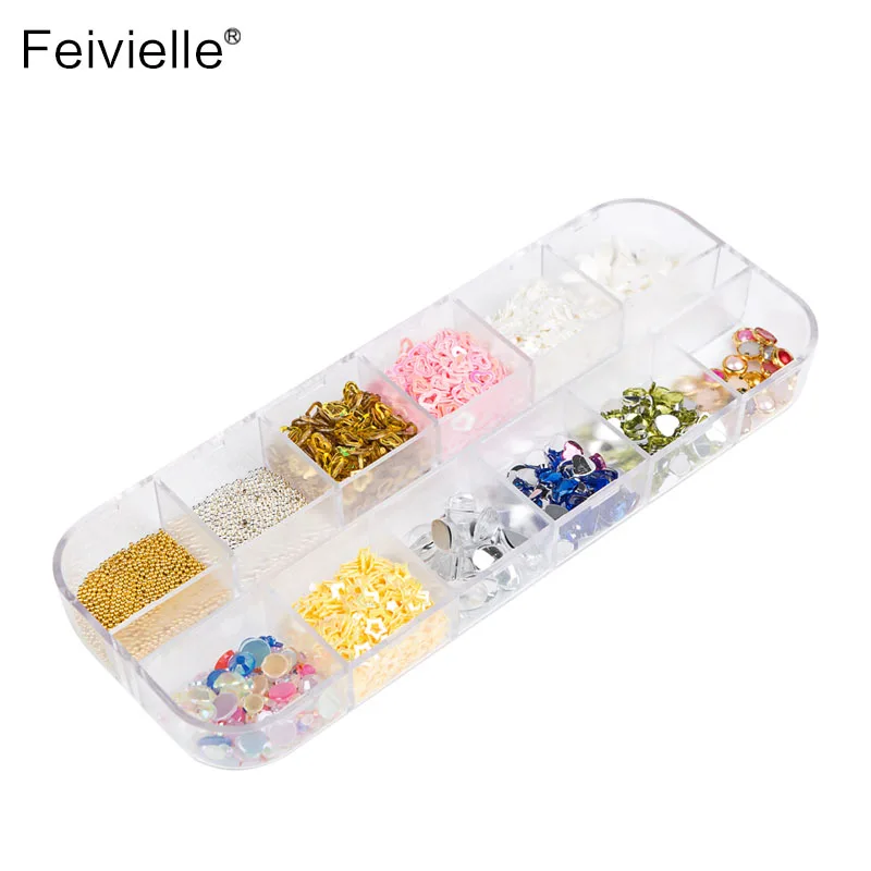 Feivielle 2018 Новинка 2000 шт 3D разноцветные Стразы для ногтей золотые бусины сердце