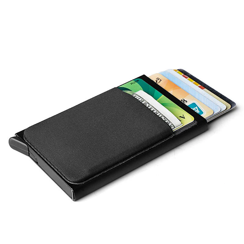 

Aluminum Credit Card Holder Wallet Antitheft Business Card Case Men Wallets Automatic Bank Card Holder With 3M Sticker