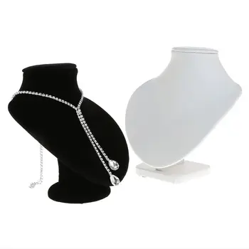 

Jewelry Shelf Display Rack Necklace Pendant Showcase Mannequin Model Stand Holder Black White Boutique Soft Velvet Storage