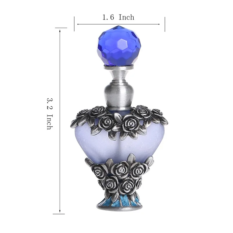 H & D Античная Роза флакон духов в форме сердца Королевский синий бисер эмалированные многоразового флакон духов (синий)