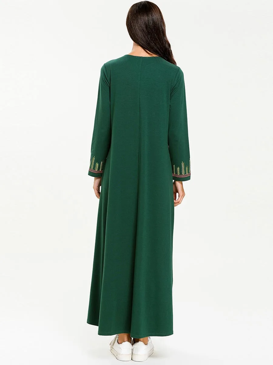 Женские мусульманские платья зеленые abaya Турция Дубай Турецкая вышивка плюс