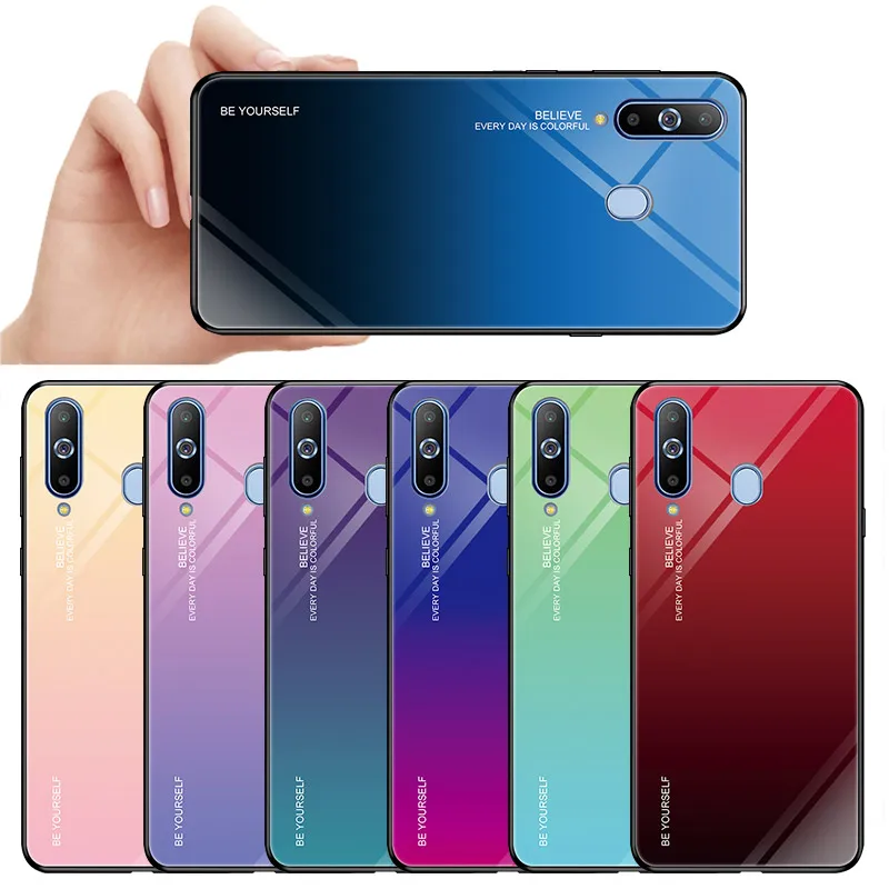 Чехол для Samsung A9 Pro 2019 силиконовая задняя крышка из закаленного стекла чехол