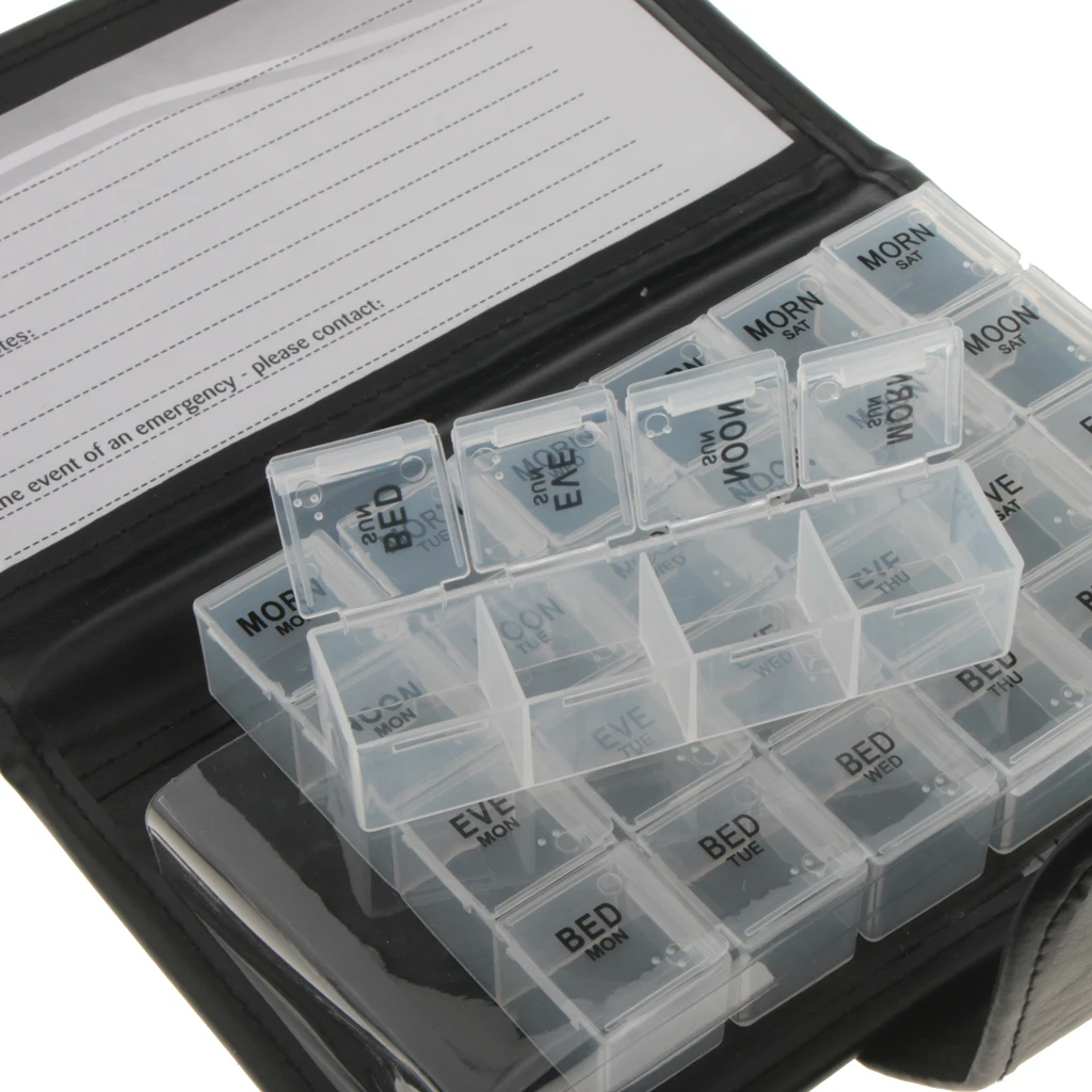 2pcs Pill Wallet 7 Day Tablet Medicine Storage Container Capsules Organizer