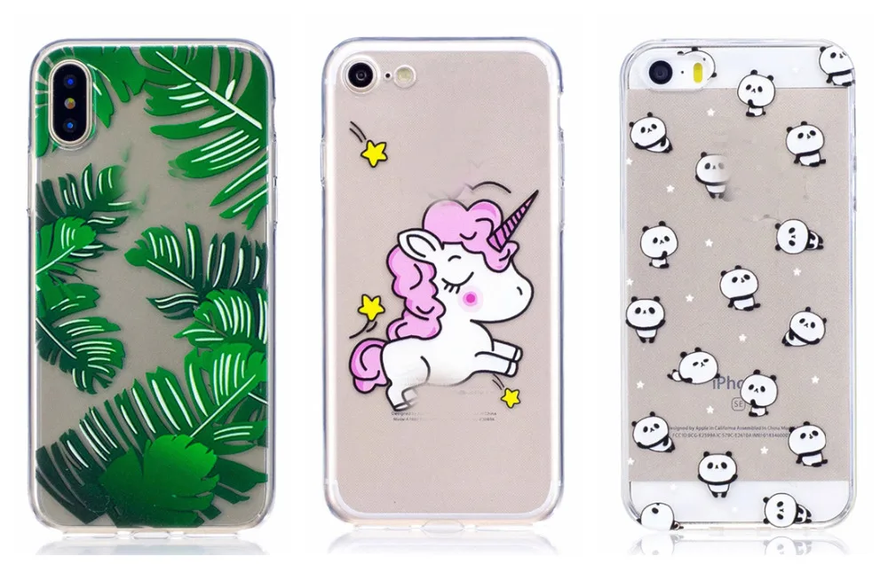 Unicorn Cactus Soft TPU Case for Iphone X 8 Plus 7 6 6S Watermelon Flamingo Love Heart Clear Silicone Cartoon Cover 300PCS |