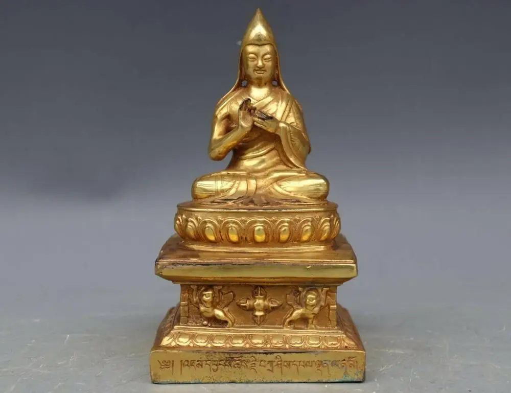 Тибетский буддизм Старая Бронза Медь лама Tsong kha pa Tsongkhapa статуя