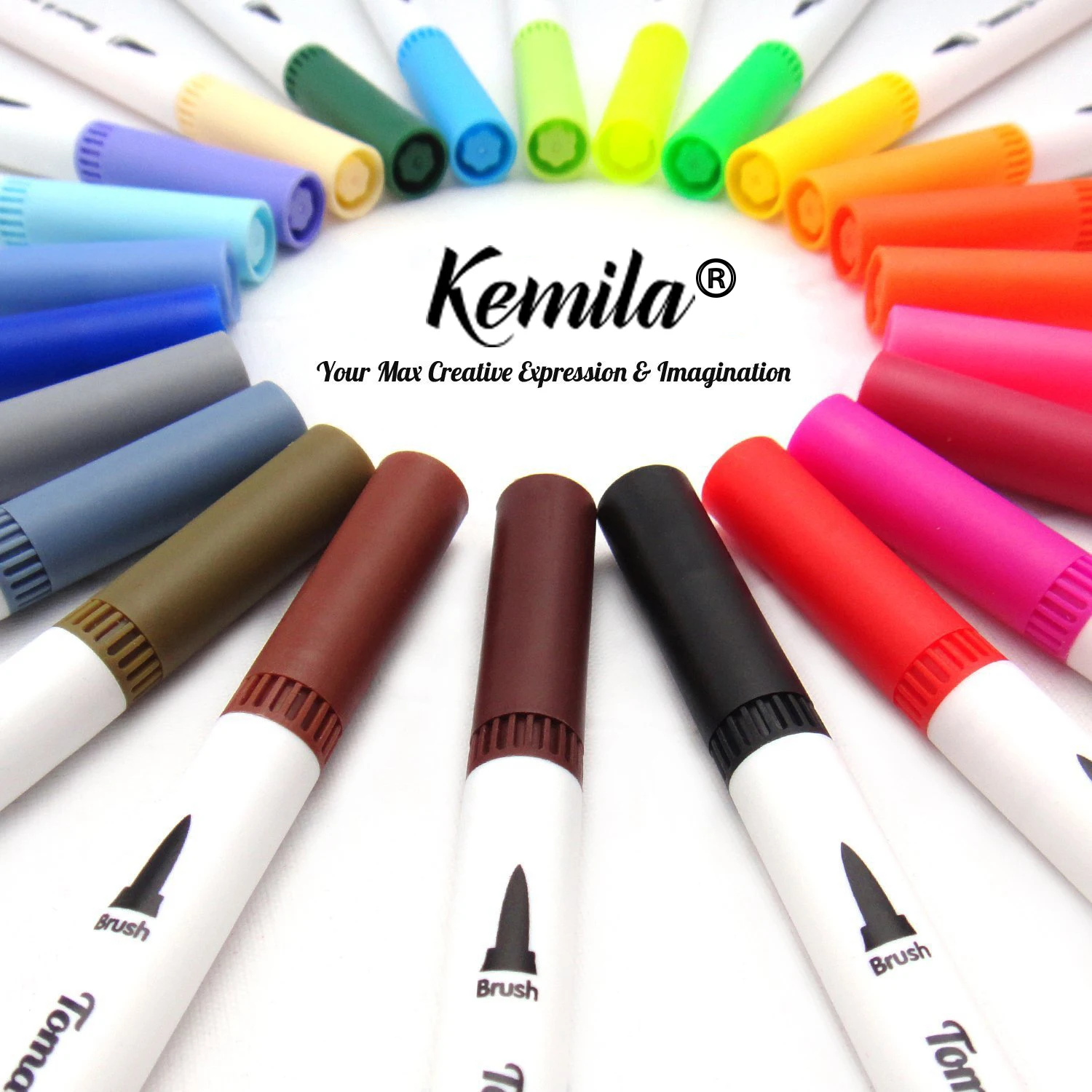 24Colors Art Markers Dual Tips Coloring Brush Fineliner Color Pens Watercolor Marker Calligraphy Drawing Sketching Coloring Book