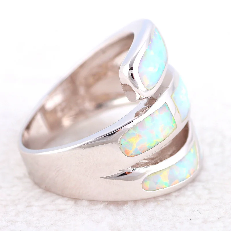 Rolinason, роскошные кольца для женщин, стильные, Белый огненный опал, 925 серебро, для выпускного вечера, модные ювелирные кольца, США Размер#6#7#8#9#10 OR870