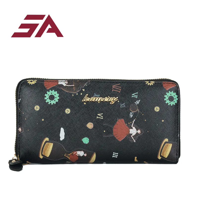 

SA New Card Holders Wallet Split Leather Male Business Cards long Wallet High Capacity Female Credit Holders Purses printing
