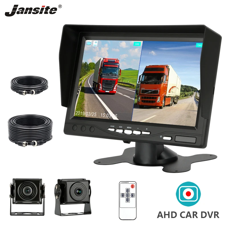 

Jansite 7-inch AHD Car Monitor Display Cameras With 2 Channels DVR Recording + 2 Super Clear AHD Rear View Camera loop recording