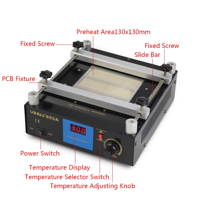 YIHUA 853A паяльная станция высокой мощности ESD BGA паяльная станция PCB предварительного нагрева и распайки ИК станция предварительного нагрева 110 В 220 в 600 Вт
