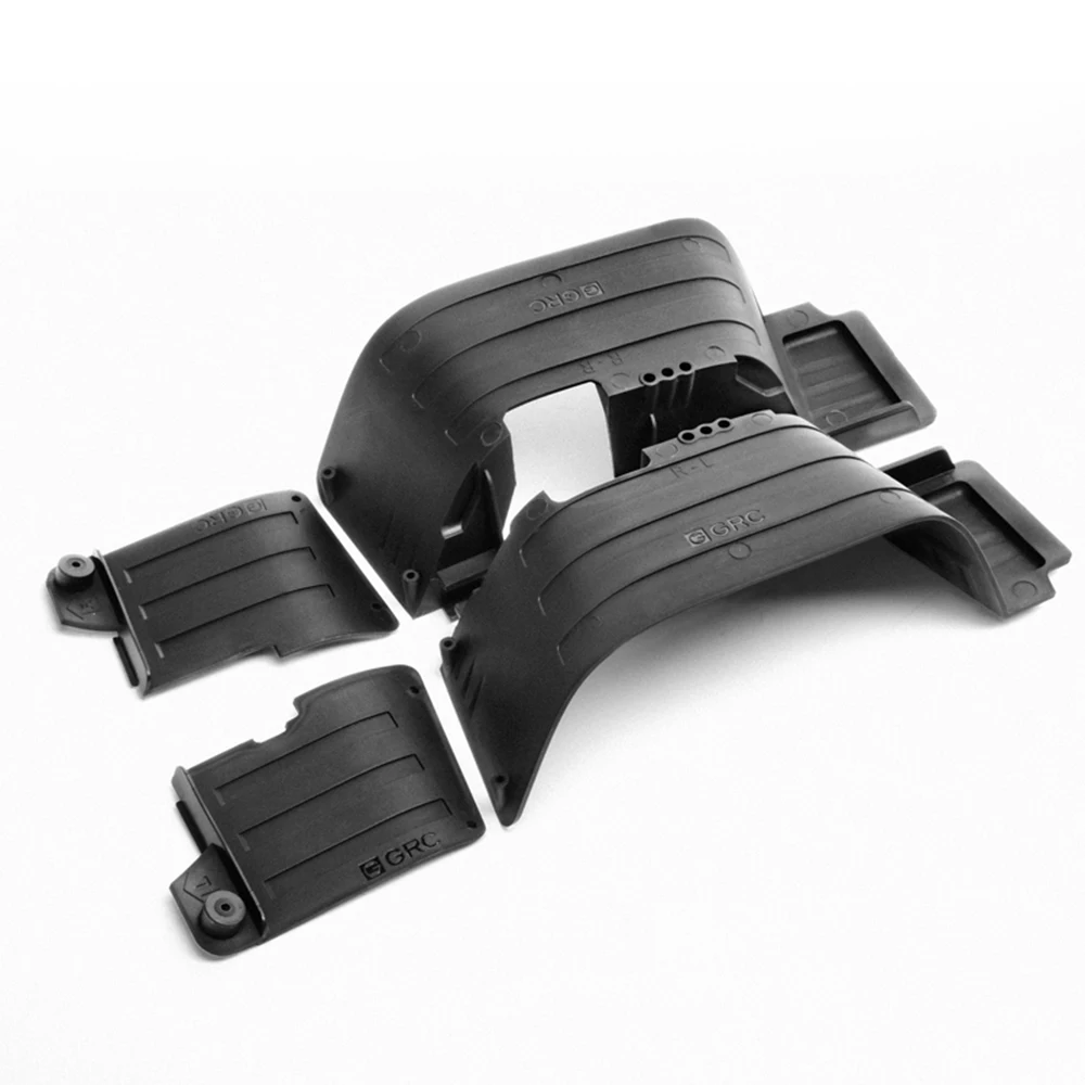 Koop 1 set Zwart Plastic Voor Achter Spatbord Spatlappen voor 110 RC Crawler Axiale SCX10 II 90046 90047 Auto Shell onderdelen