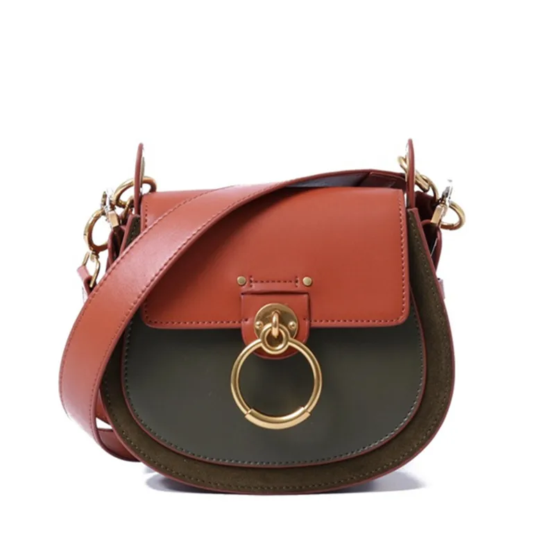 

Paris's Premier Fashion Brand Saddle Bag Famous Designer Women Handbags Ring Scrub Contrast Color Genuine Leather Crossbody Bags