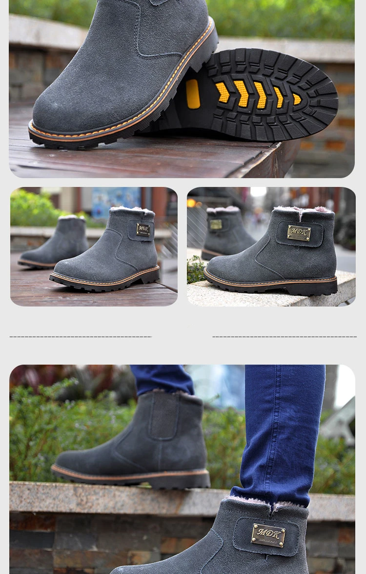 Brand Men's Boots Quality Male Shoes Suede Leather Drive Shoe Warm Fur Winter Casual Snow Bot Man Mens Ankle Boots (17)
